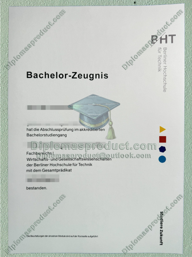 BHT Zeugnis, Berliner Hochschule für Technik Degree BHT Zeugnis, Berliner Hochschule für Technik Degree