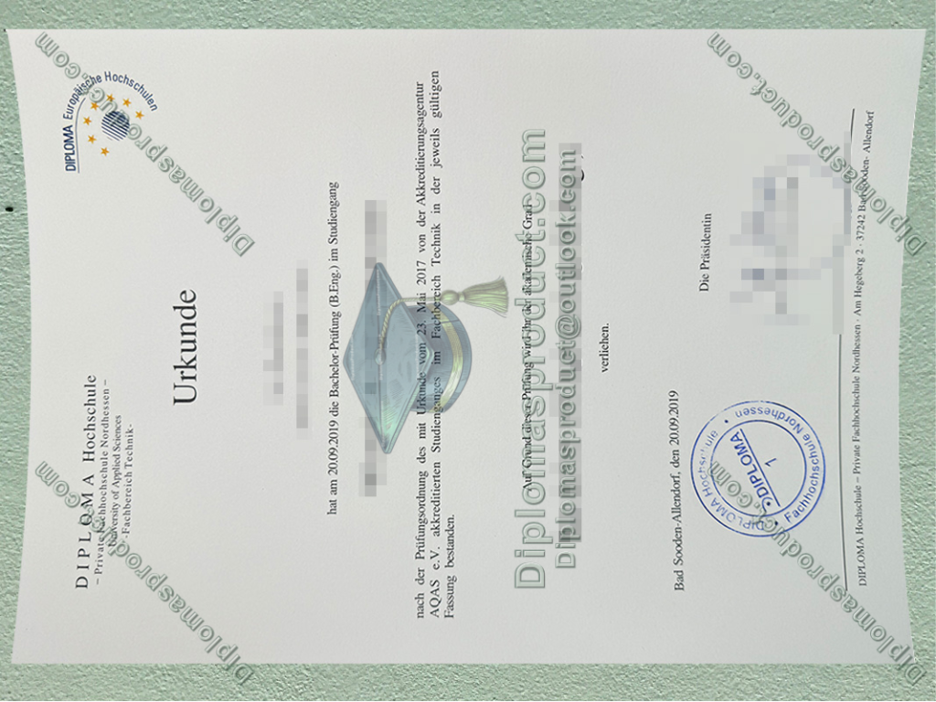 Diploma Private Fachhochschule Nordhessen Urkunde, Diploma Private Fachhochschule Nordhessen Degree