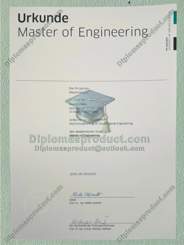 FH Aachen University of Applied Sciences Urkunde FH Aachen University of Applied Sciences Urkunde