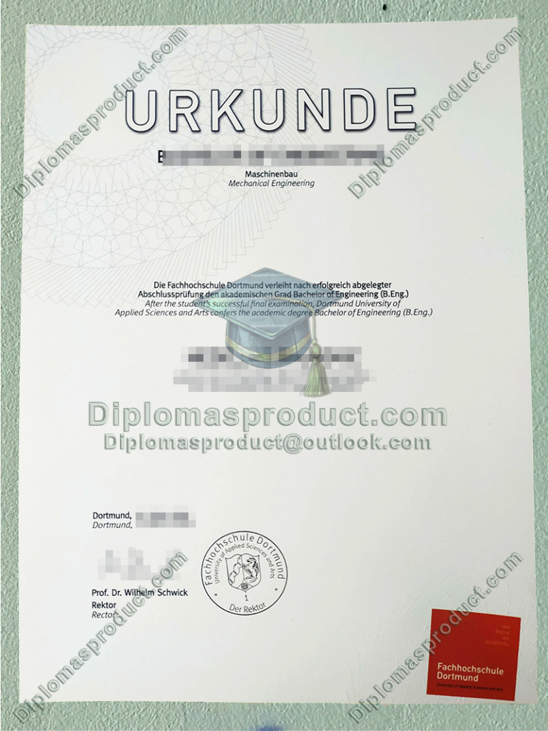 Fachhochschule Dortmund Urkunde, Fachhochschule Dortmund Degree Fachhochschule Dortmund Urkunde, Fachhochschule Dortmund Degree
