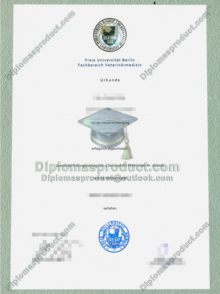 Free University of Berlin Urkunde, Free University of Degree Free University of Berlin Urkunde, Free University of Degree
