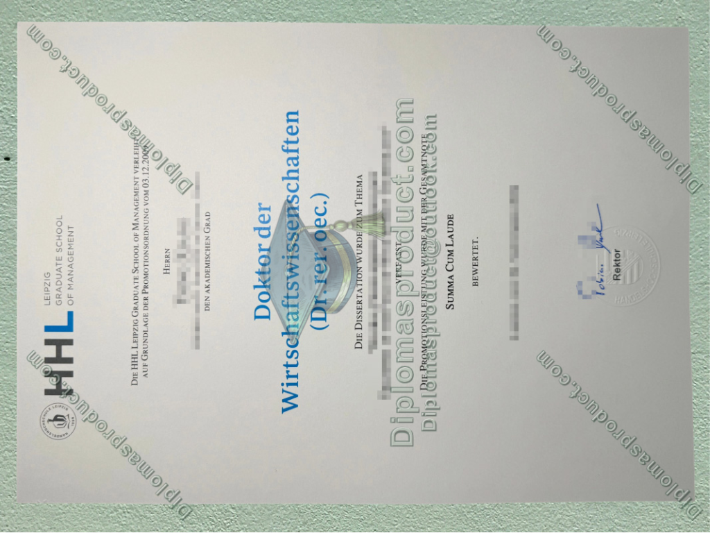 HHL Leipzig urkunde, HHL Leipzig Certificate