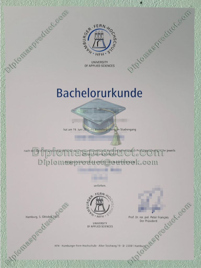 Hamburger Fern-Hochschule Urkunde, HFH Hamburg Degree Hamburger Fern-Hochschule Urkunde, HFH Hamburg Degree