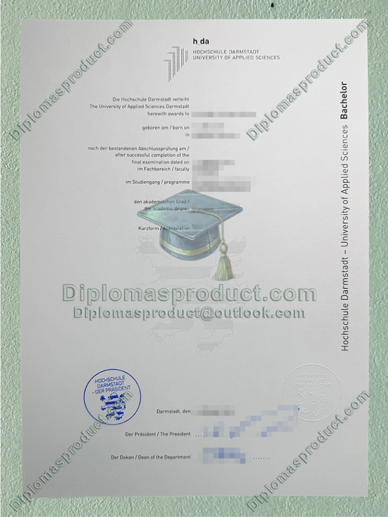 Hochschule Darmstadt Urkunde, Hochschule Darmstadt Degree Hochschule Darmstadt Urkunde, Hochschule Darmstadt Degree
