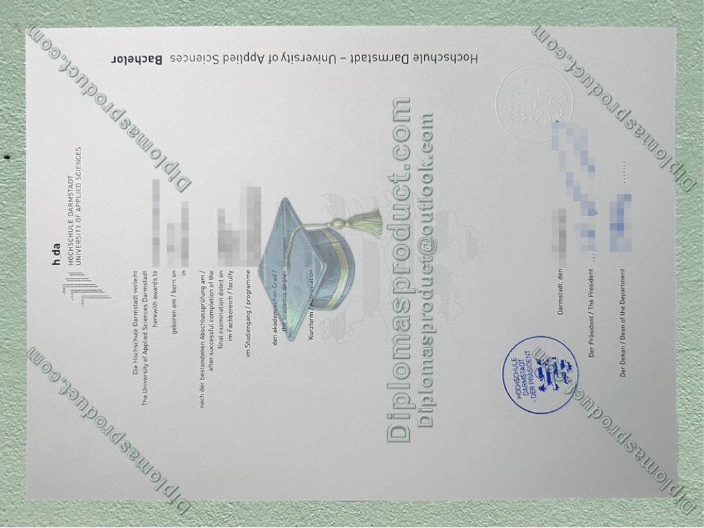Hochschule Darmstadt Urkunde, Hochschule Darmstadt Degree