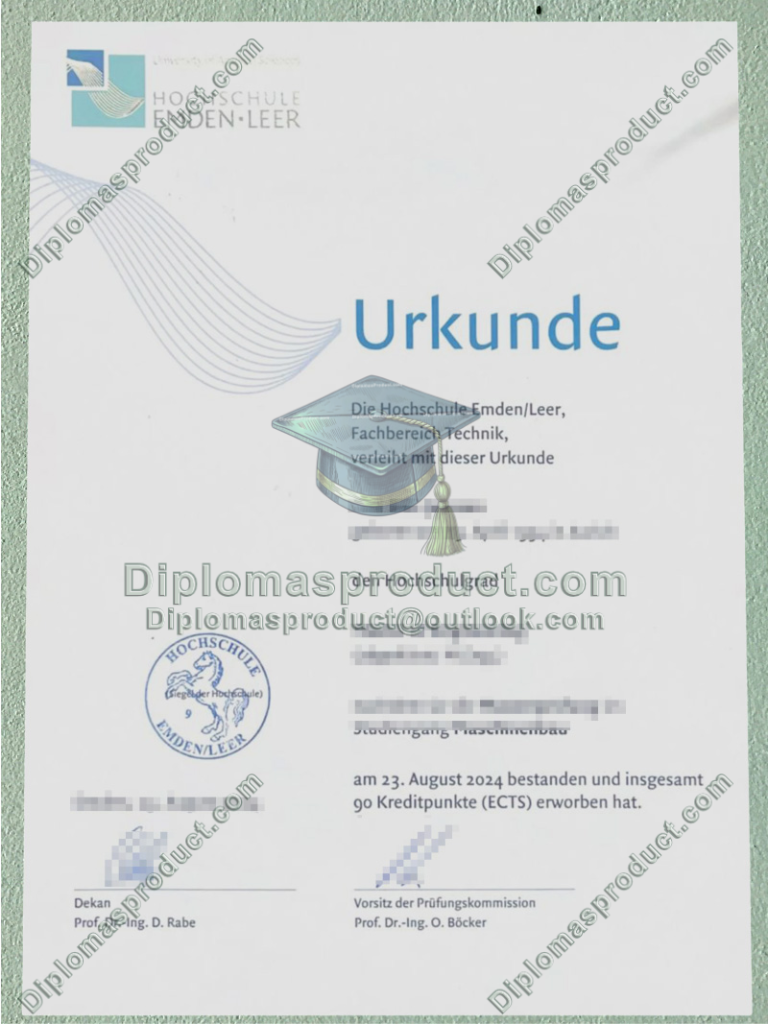 Hochschule Emden Leer Urkunde, Hochschule Emden/Leer Degree Hochschule Emden Leer Urkunde, Hochschule Emden/Leer Degree