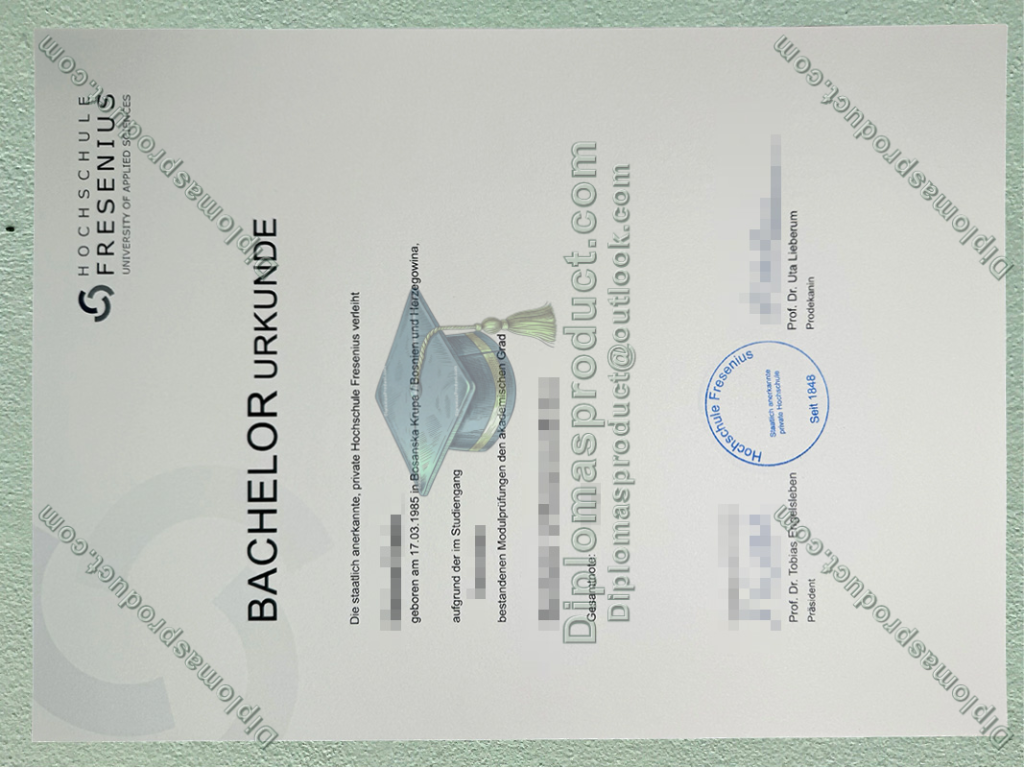 Hochschule Fresenius Urkunde, Hochschule Fresenius Degree