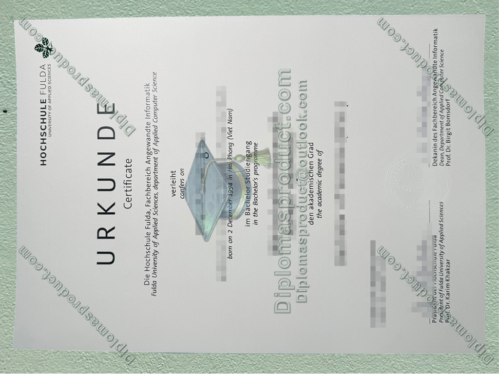 Hochschule Fulda Urkunde, Hochschule Fulda Degree