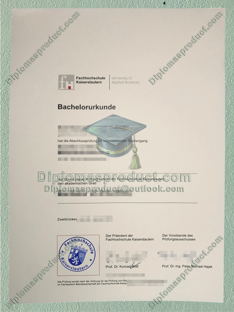Hochschule Kaiserslautern Bachelorurkunde, HS Kaiserslautern Degree Hochschule Kaiserslautern Bachelorurkunde, HS Kaiserslautern Degree