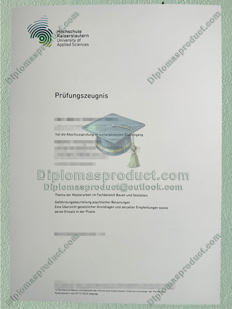 Hochschule Kaiserslautern Zeugnis, Hochschule Kaiserslautern Degree