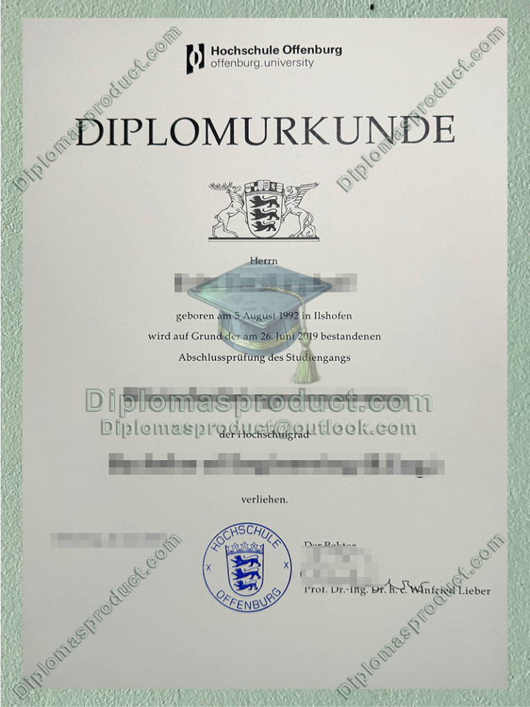Hochschule Offenburg Urkunde, Hochschule Offenburg Degree Hochschule Offenburg Urkunde, Hochschule Offenburg Degree