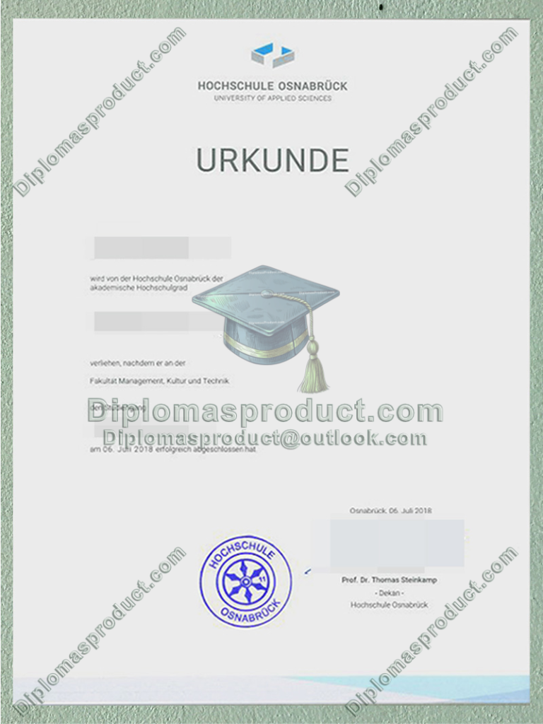Hochschule Osnabrück Urkunde, Hochschule Osnabrück Degree Hochschule Osnabrück Urkunde, Hochschule Osnabrück Degree