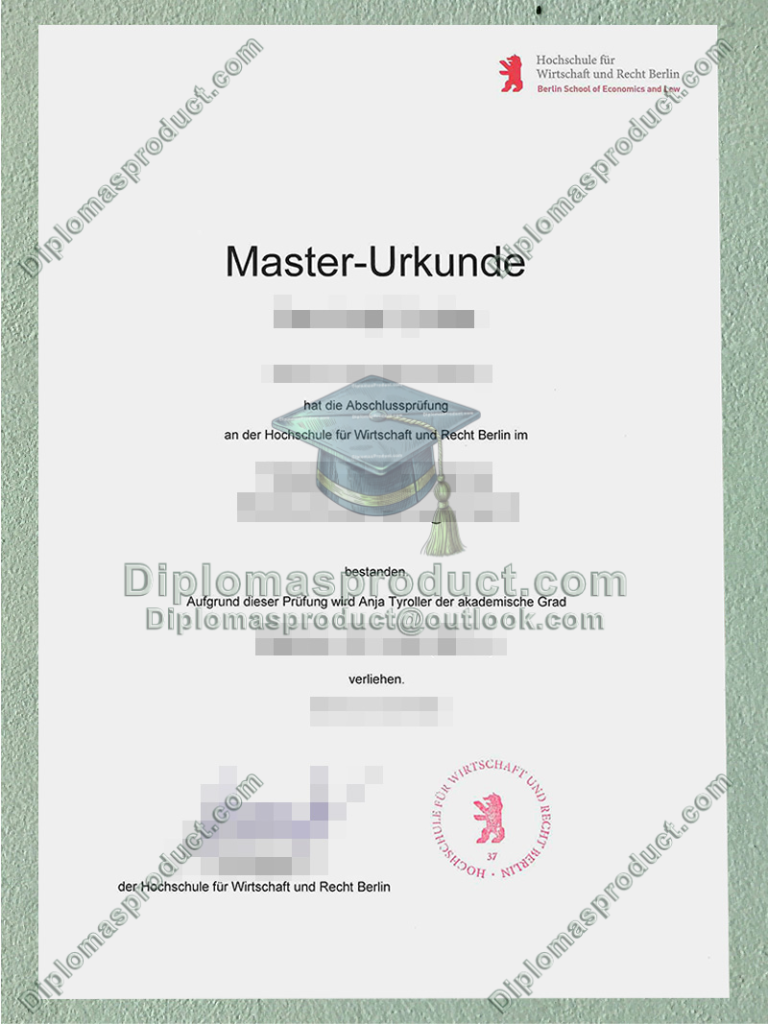 HWR Berlin Urkunde, Hochschule für Wirtschaft und Recht Berlin Degree HWR Berlin Urkunde, Hochschule für Wirtschaft und Recht Berlin Degree
