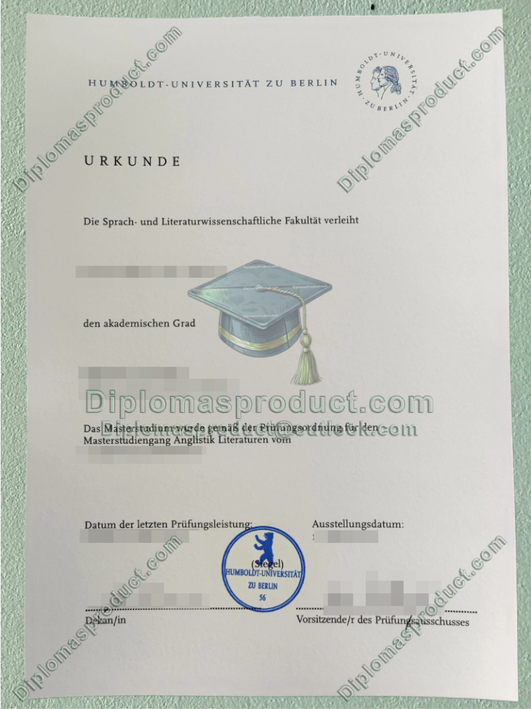 Humboldt-Universität zu Berlin Urkunde, Humboldt-Universität zu Berlin Degree Humboldt-Universität zu Berlin Urkunde, Humboldt-Universität zu Berlin Degree