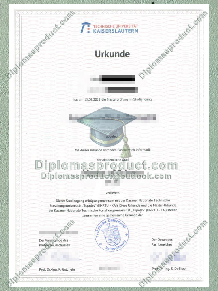 Technische Universität Kaiserslautern Urkunde, Technische Universität Kaiserslautern Degree Technische Universität Kaiserslautern Urkunde, Technische Universität Kaiserslautern Degree