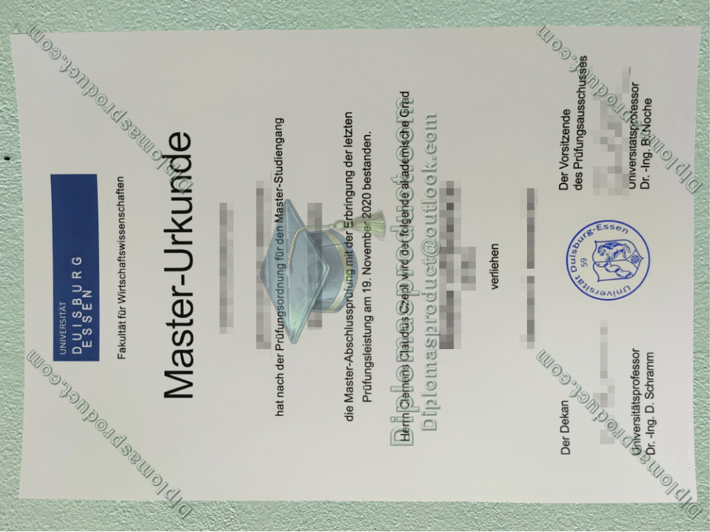 UDE Urkunde, Universität Duisburg-Essen Degree