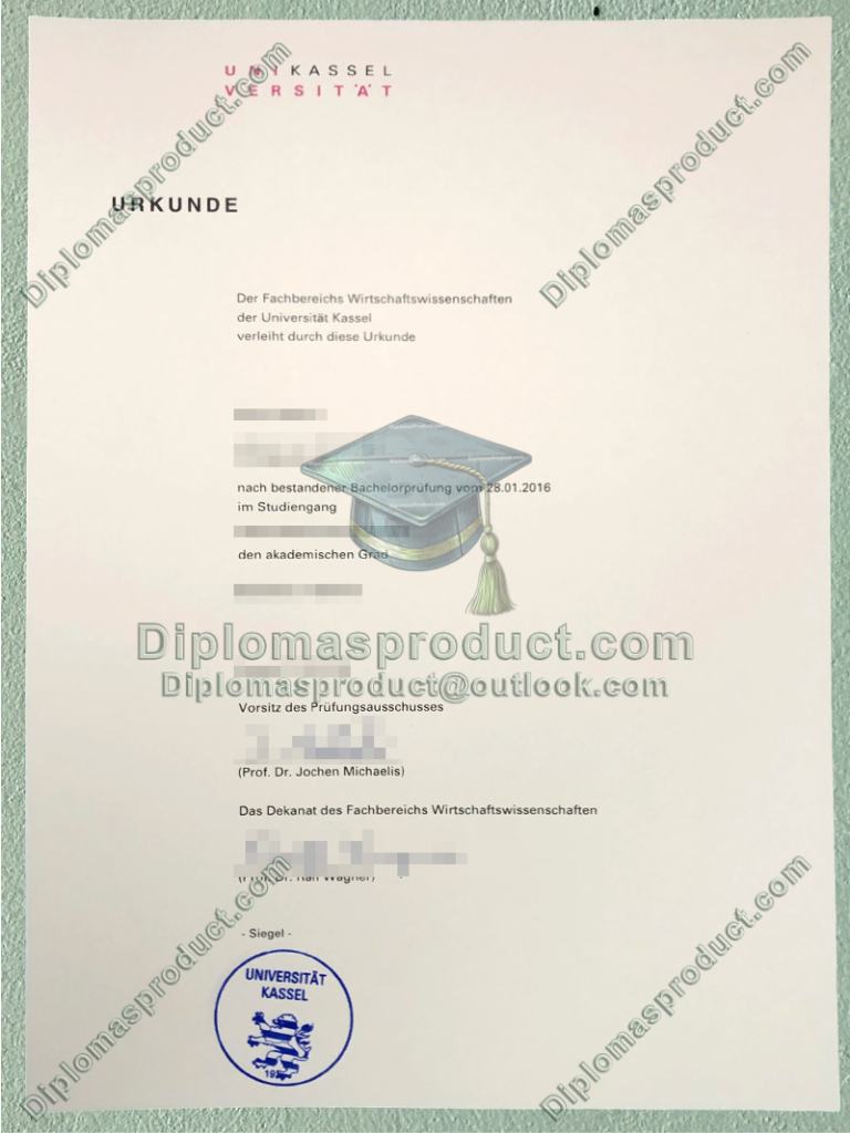 Universität Kassel Urkunde, Universität Kassel Degree Universität Kassel Urkunde, Universität Kassel Degree