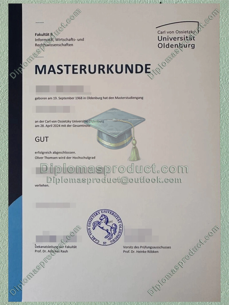 Universität Oldenburg Urkunde, Universität Oldenburg Degree