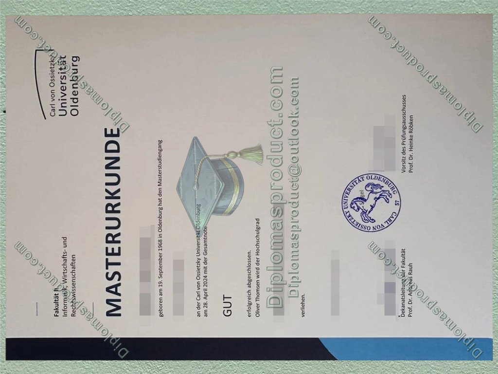 Universität Oldenburg Urkunde, Universität Oldenburg Degree