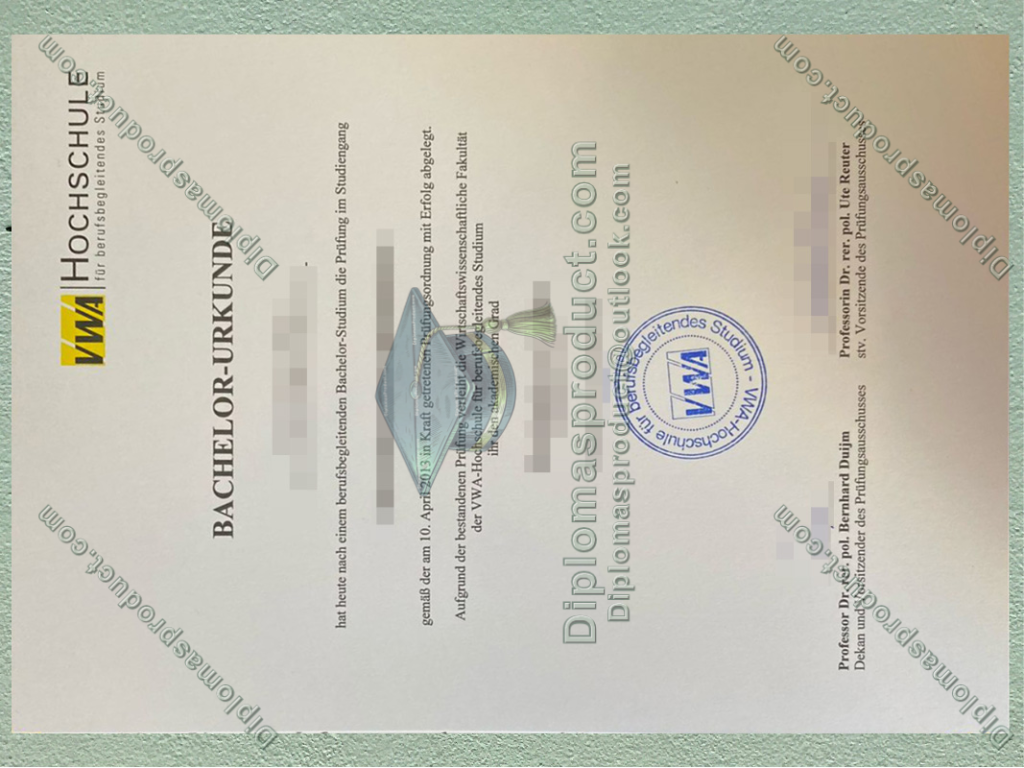 VWA Hochschule Urkunde, VWA Hochschule Degree