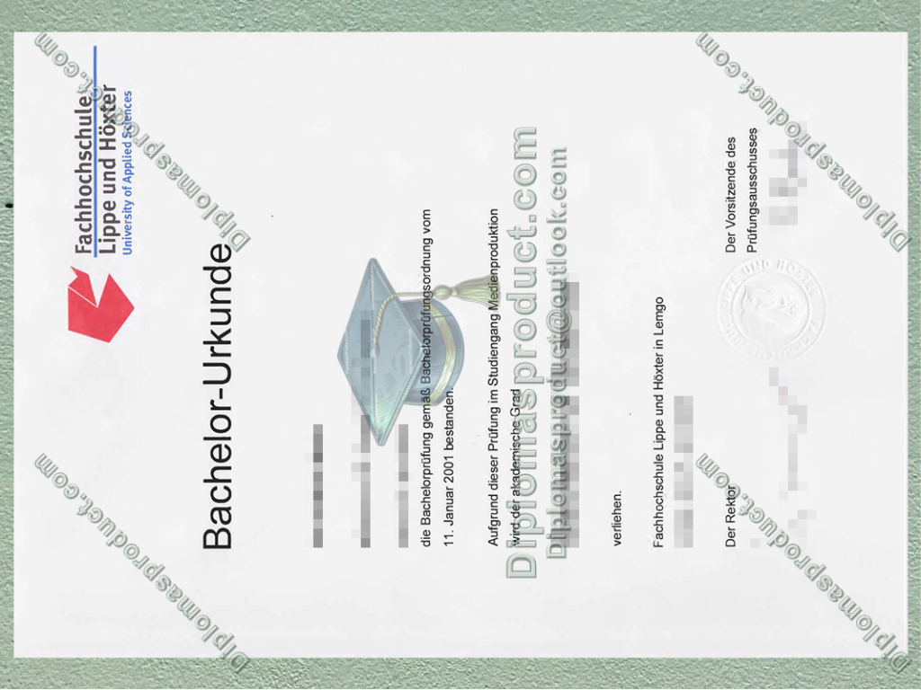 fachhochschule lippe und höxter urkunde, TH OWL Degree