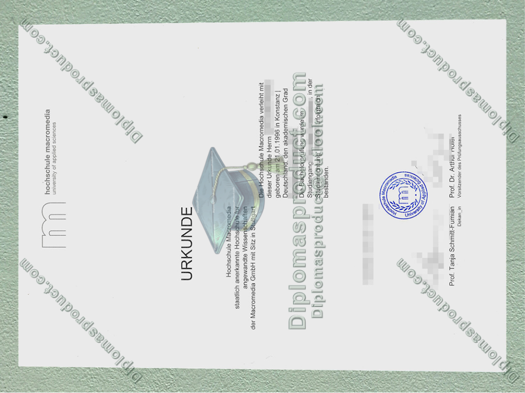 hochschule macromedia Urkunde, hochschule macromedia Degree