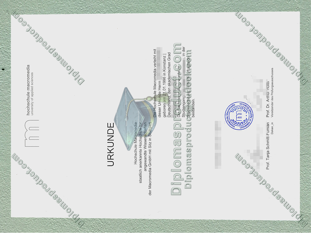 hochschule macromedia Urkunde, hochschule macromedia Degree