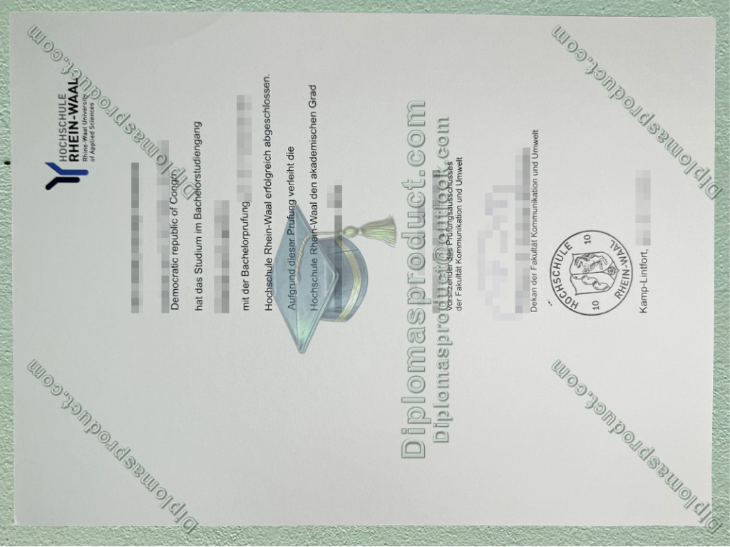 Hochschule Rhein-Waal Urkunde, Hochschule Rhein-Waal Degree