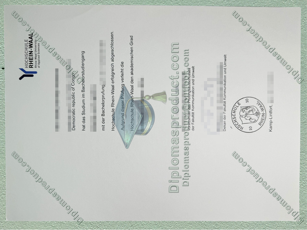 Hochschule Rhein-Waal Urkunde, Hochschule Rhein-Waal Degree