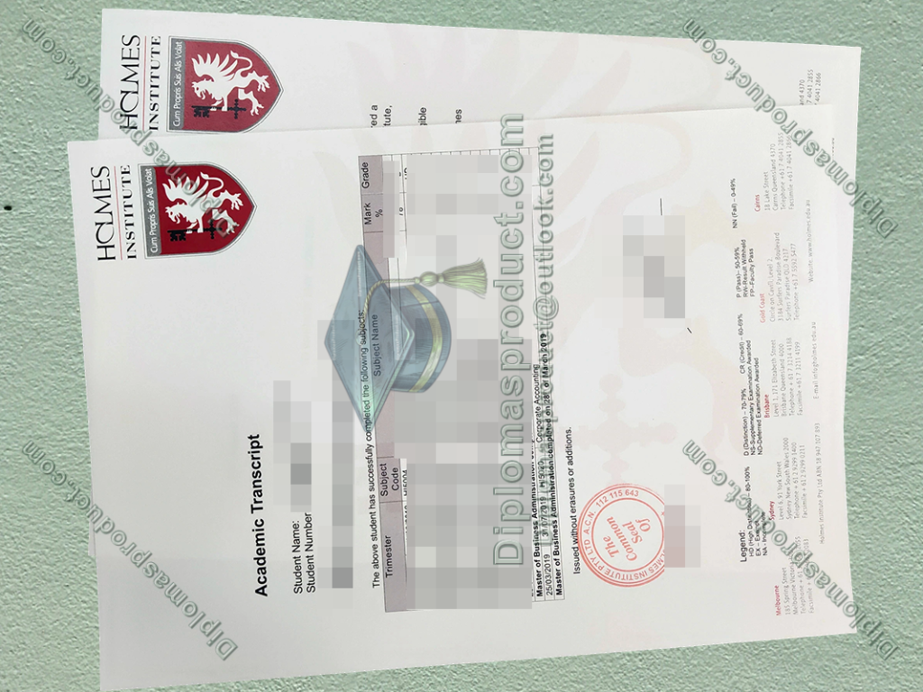 Holmes Institute Transcript, Holmes Institute Degree