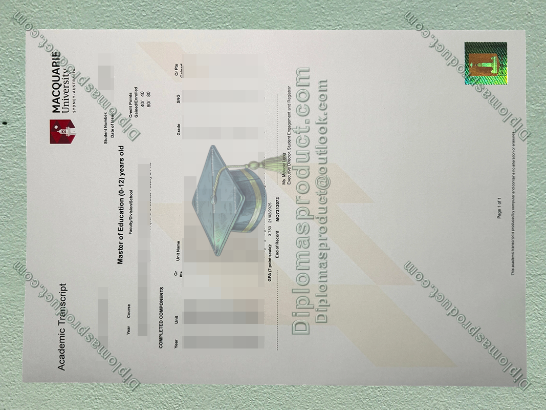Macquarie University Transcript, Macquarie University Degree
