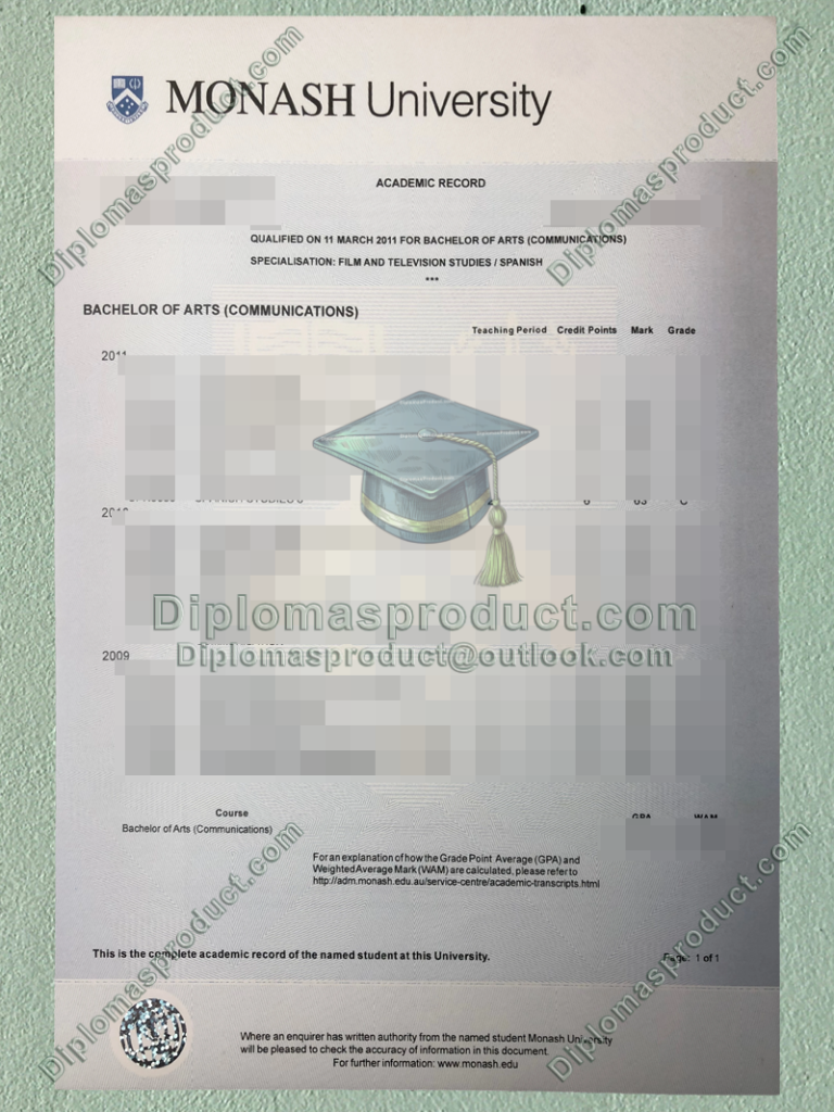 Monash University Transcript, Monash University Degree Monash University Transcript, Monash University Degree