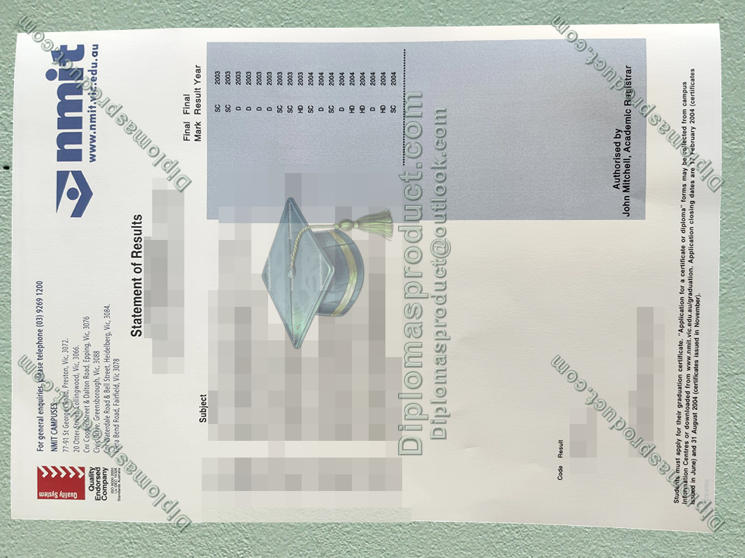 Northern Melbourne Institute of TAFE Transcript, NMIT Degree