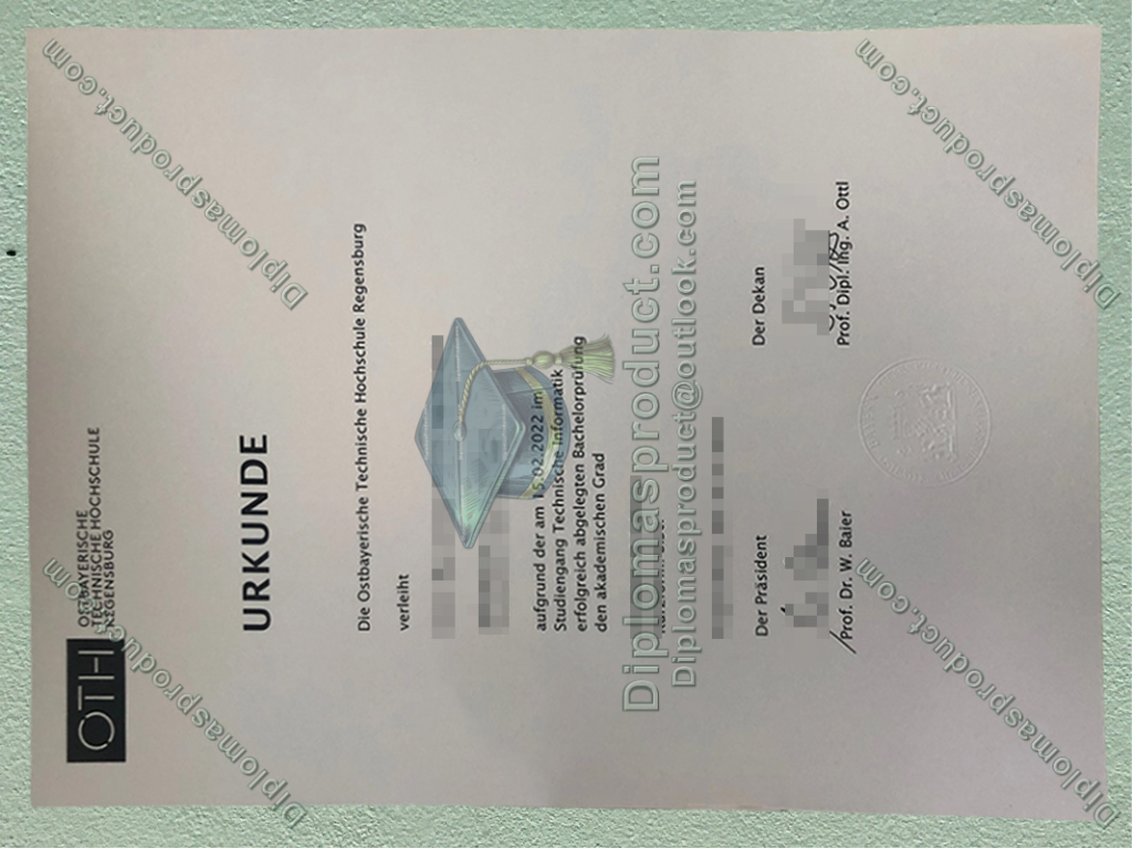 Ostbayerische Technische Hochschule Regensburg Urkunde, Ostbayerische Technische Hochschule Regensburg Degree