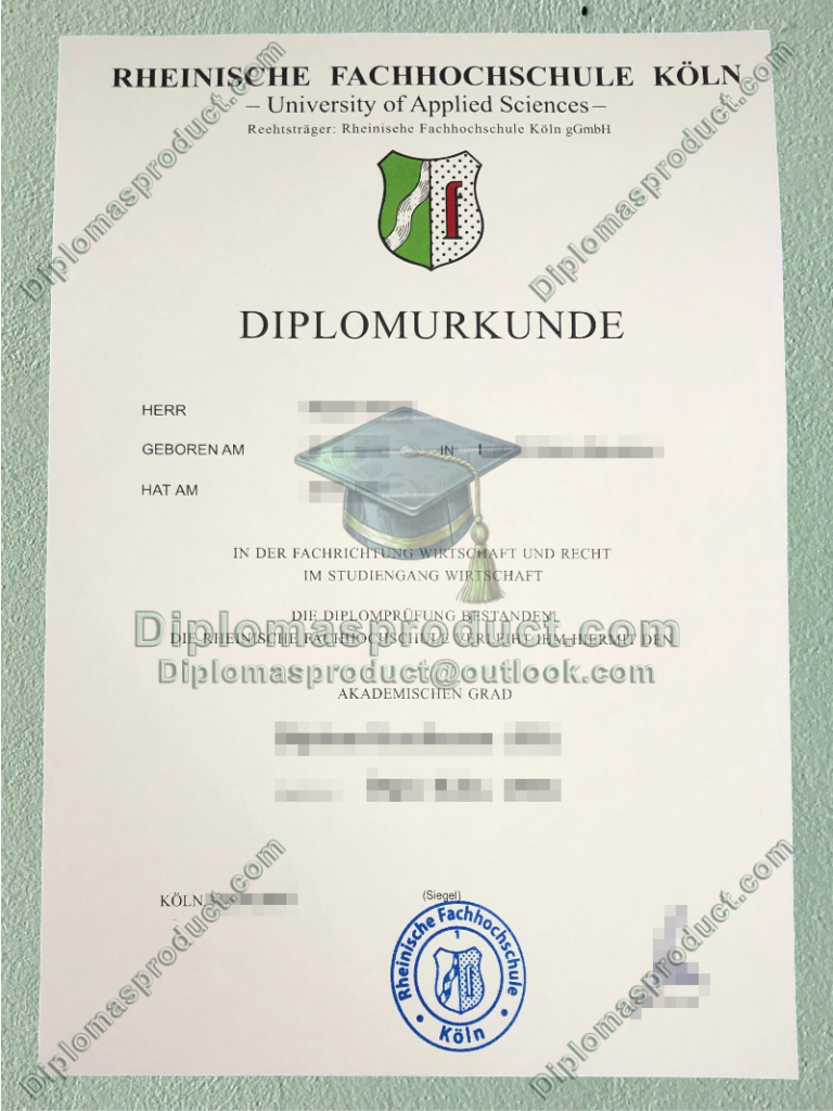 Rheinische Fachhochschule Köln Urkunde, Rheinische Fachhochschule Köln DiplomUrkunde Rheinische Fachhochschule Köln Urkunde, Rheinische Fachhochschule Köln DiplomUrkunde
