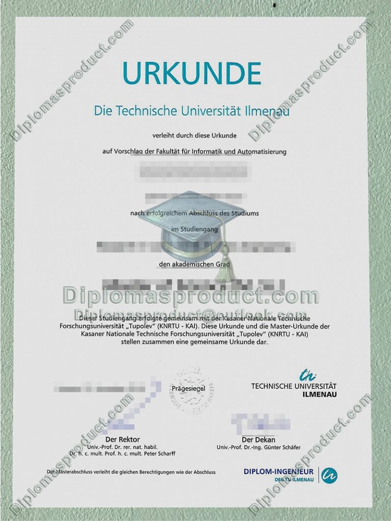 Technische Universität Ilmenau Urkunde, Technische Universität Ilmenau Degree Technische Universität Ilmenau Urkunde, Technische Universität Ilmenau Degree