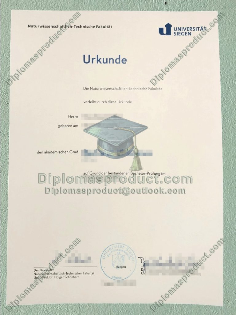 Universität Siegen Urkunde, University of Siegen Degree Universität Siegen Urkunde, University of Siegen Degree