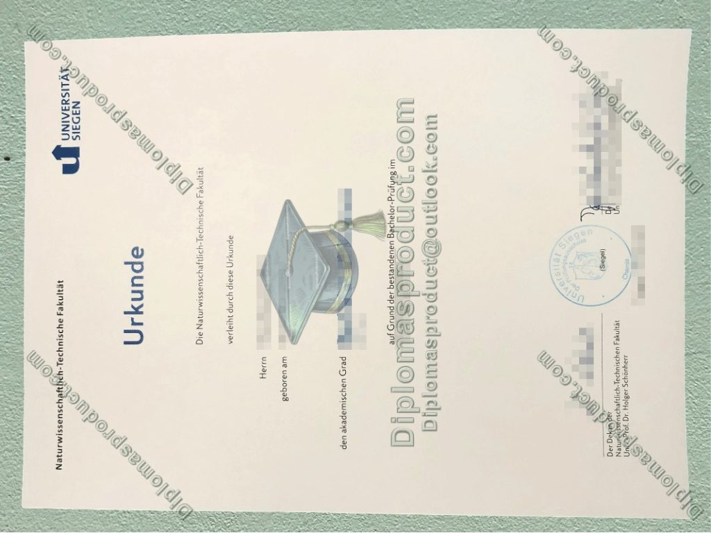Universität Siegen Urkunde, University of Siegen Degree