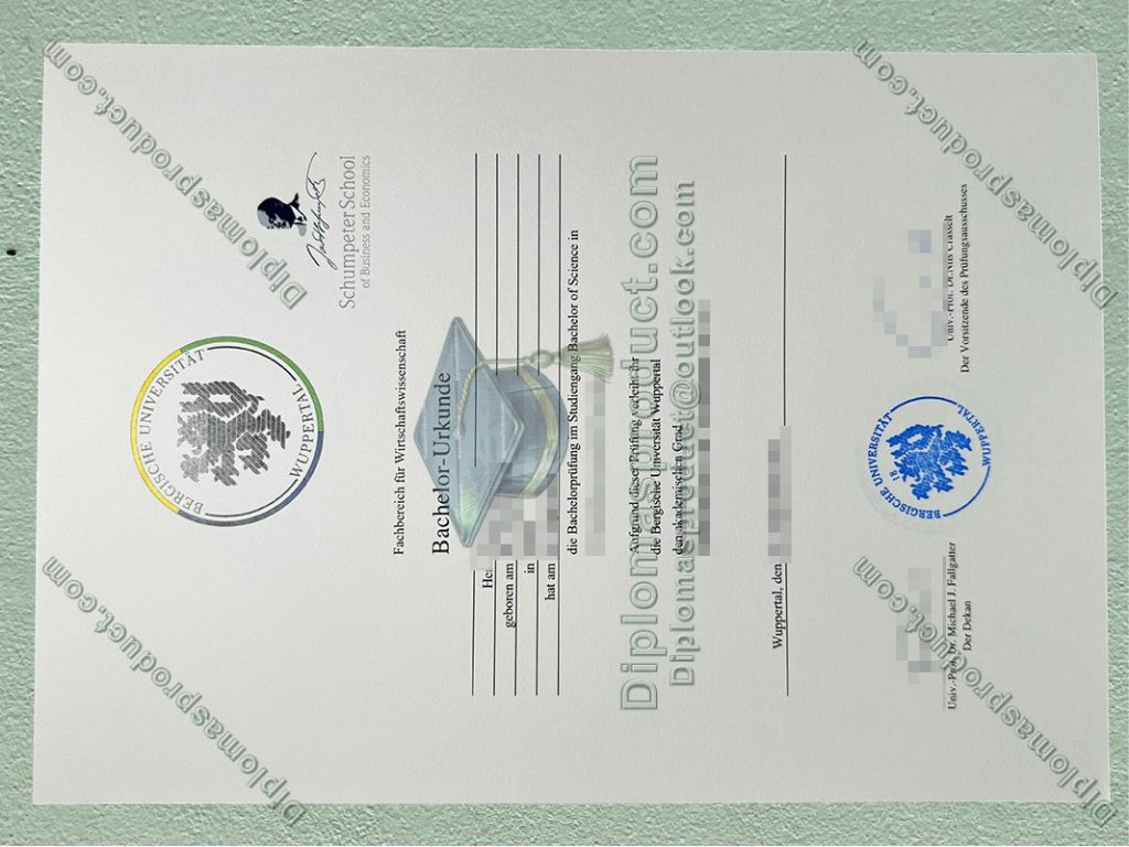 Universität Wuppertal Urkunde, University of Wuppertal Degree