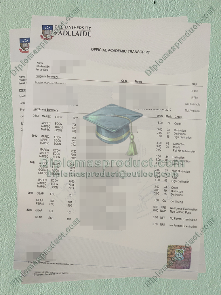 University of Adelaide Transcript, University of Adelaide Degree