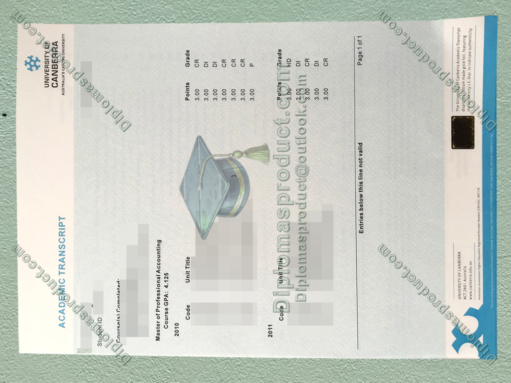 University of Canberra Transcript, University of Canberra Degree