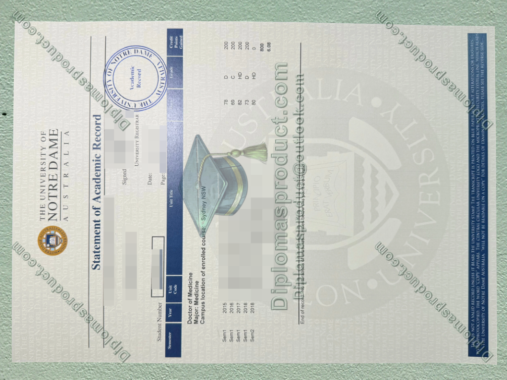University of Notre Dame Transcript, University of Notre Dame Degree