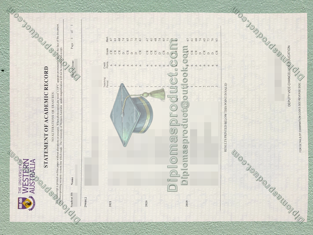 University of Western Australia Transcript, University of Western Australia Degree