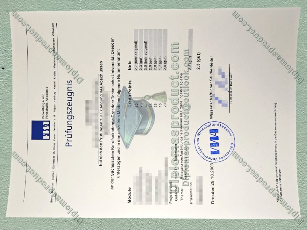 VWA Zeugnis, Verwaltungs- und Wirtschaftsakademie Degree