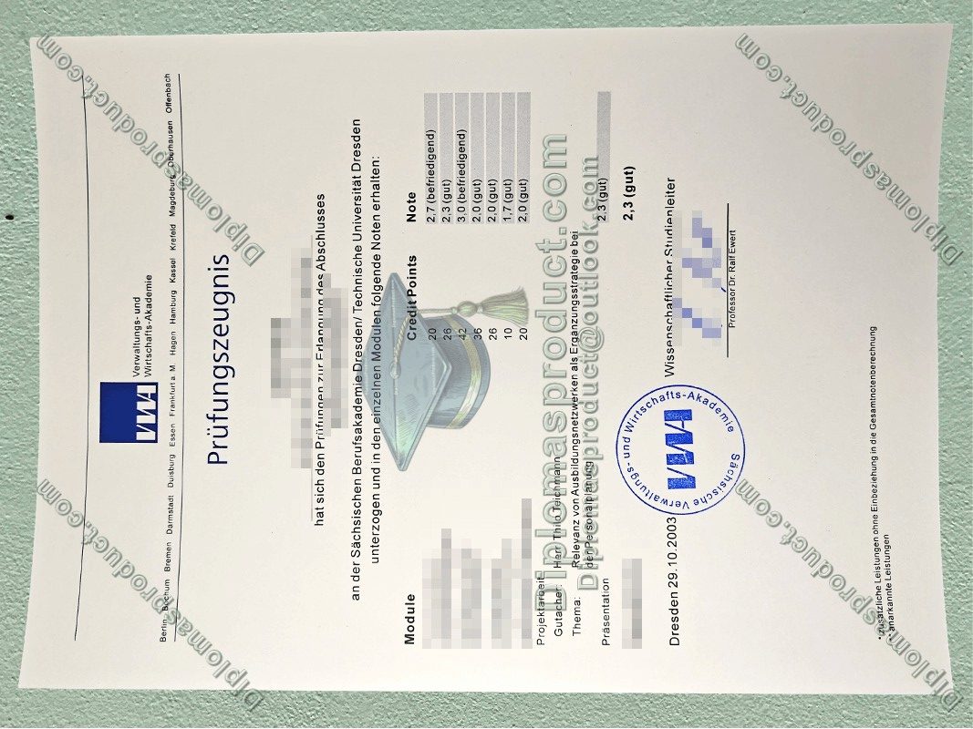 VWA Zeugnis, Verwaltungs- und Wirtschaftsakademie Degree