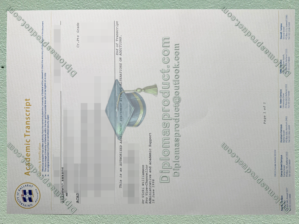 university of ballarat Transcript, university of ballarat Degree