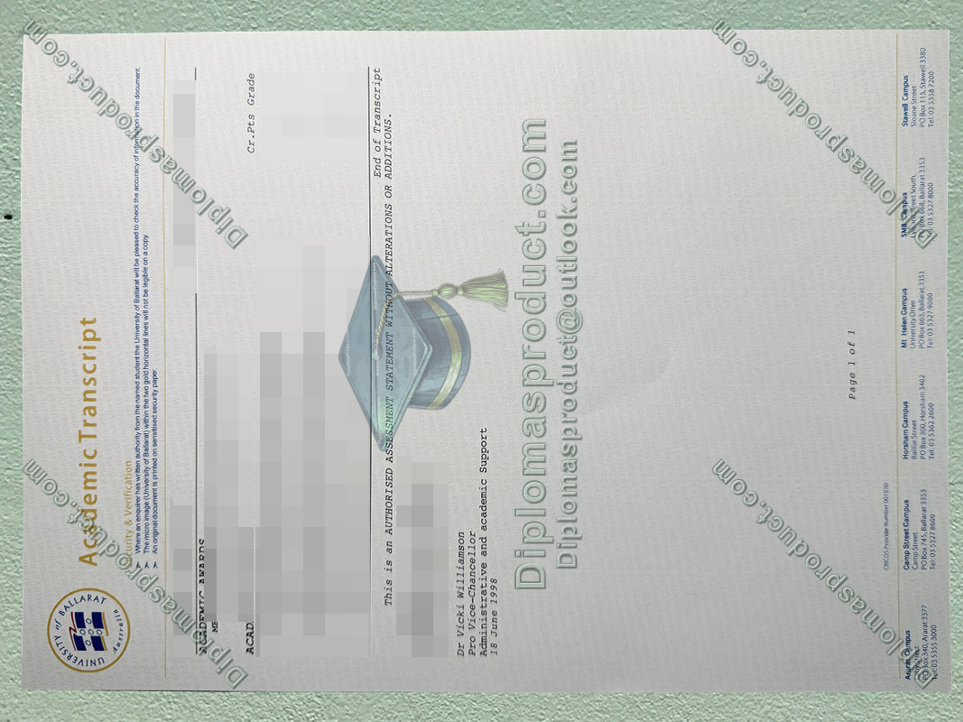 university of ballarat Transcript, university of ballarat Degree