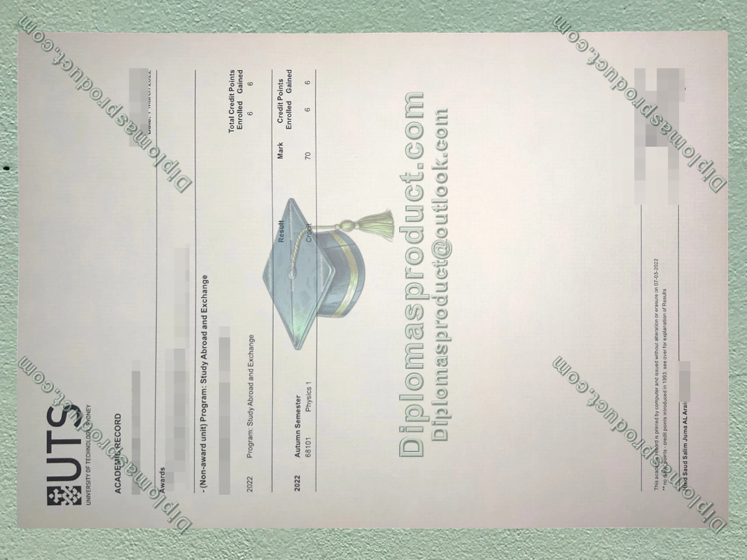 university of technology sydney Transcript, university of technology Degree