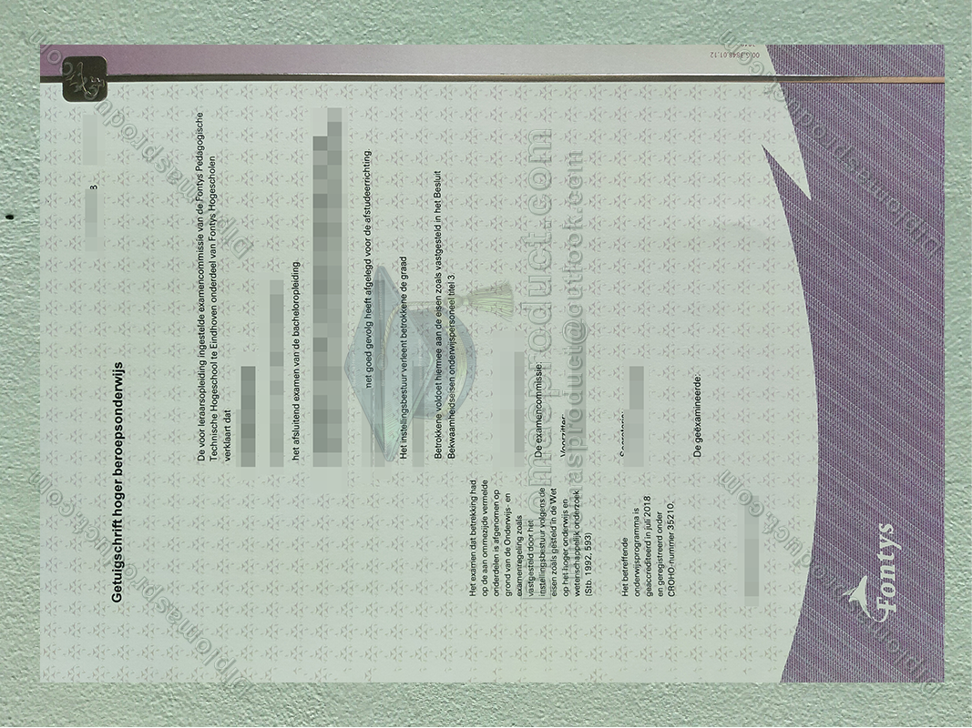 Fontys University of Applied Sciences Diploma, Fontys University of Applied Sciences Degree