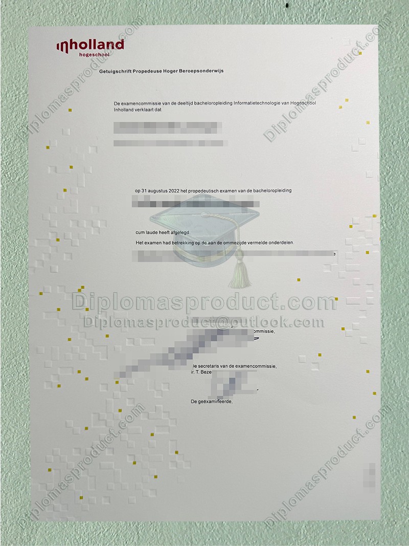 Inholland University of Applied Sciences diploma, Hogeschool Inholland getuigschrift Inholland University of Applied Sciences diploma, Hogeschool Inholland getuigschrift